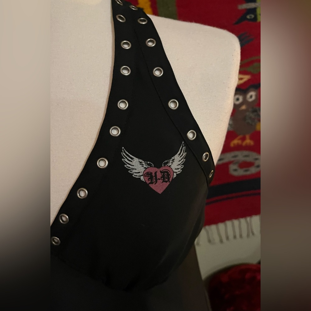 Harley-Davidson Black Chemise with Pink Heart & Silver Wing Accent